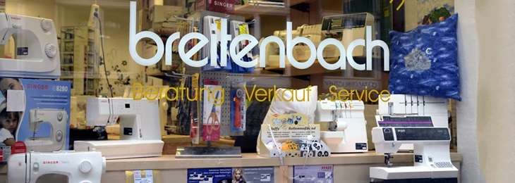 Nähmaschinen Breitenbach - Schaufensterbeschriftung